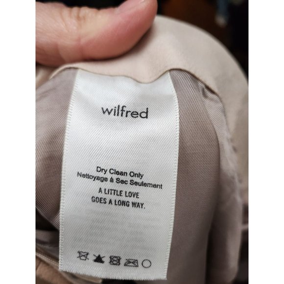 Wilfred Aritizia Camel Wool Blend Side Tie Wrap Mini Skirt Size 10 - Picture 6 of 7